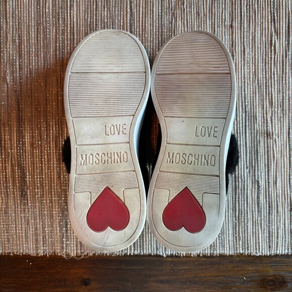 LOVE MOSCHINO | Women's Black Velvet Puffy & Sequin Heart Sneakers Size … - Picture 8 of 9